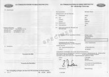 Ford EG-Übereinstimmungsbescheinigung CoC
