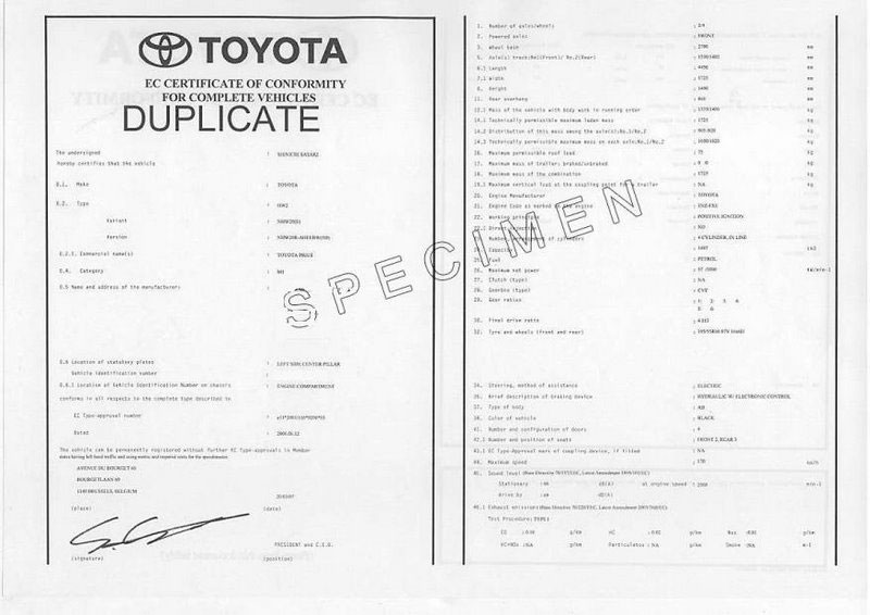 Was ist eine COC-Papiere Toyota